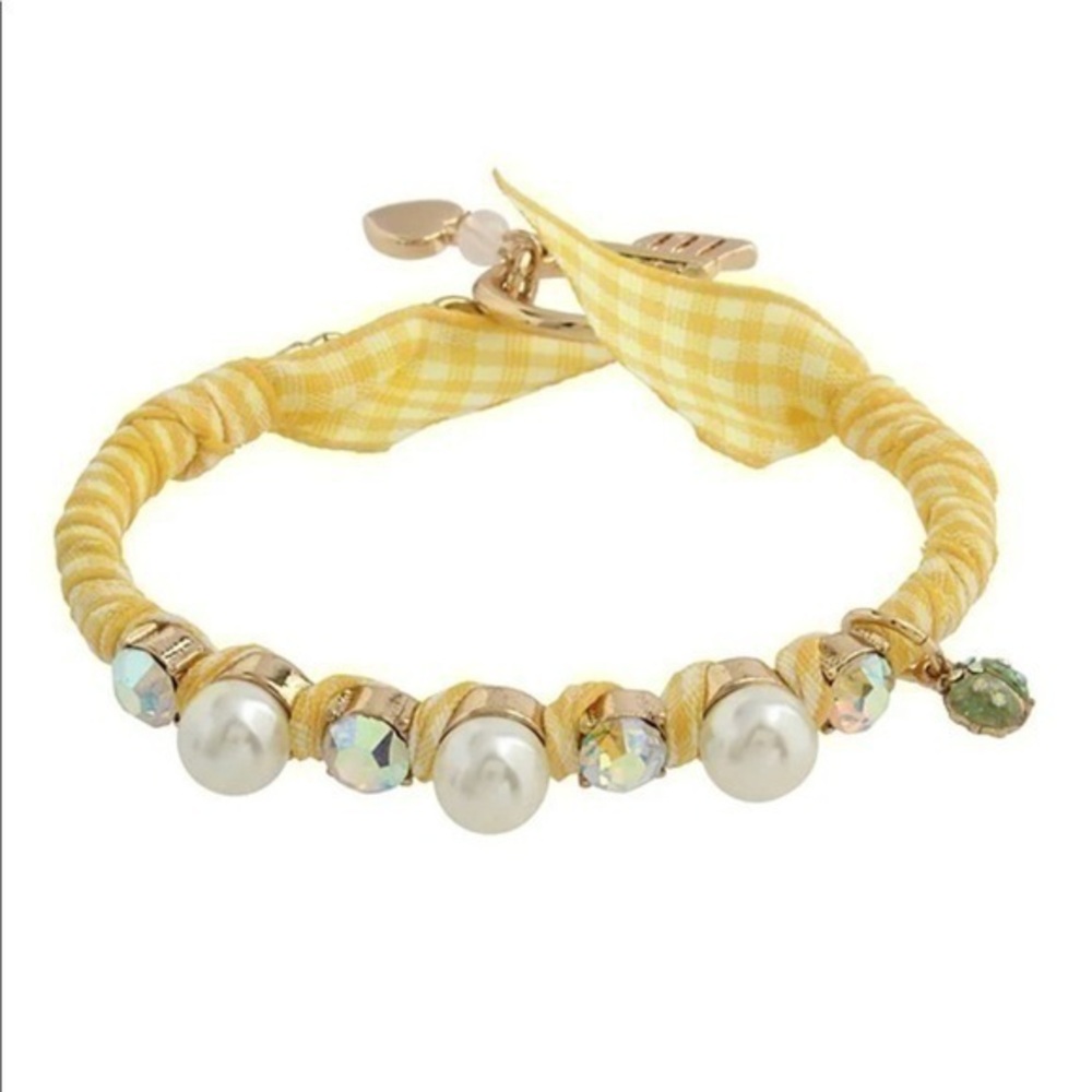 Betsey Johnson Pearl Yellow Gingham Bracelet